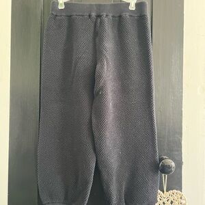 Navy Knit Jogger Pants with Elastic Waist